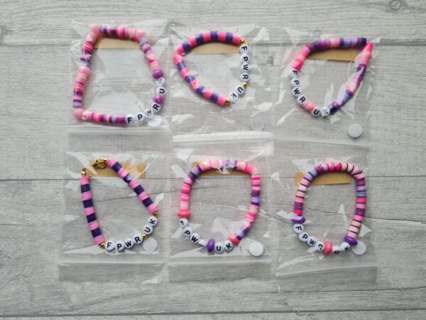 FPWR UK Beaded Bracelets | OOAK Unique Pink/Purple Bracelets | Made by PWS Families