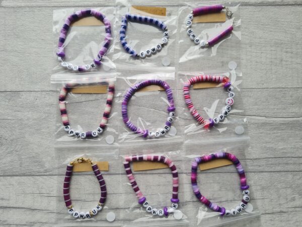 FPWR UK Beaded Bracelets | OOAK Unique Purple Bracelets | Made by PWS Families